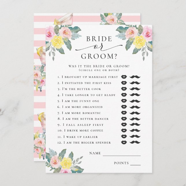 Bride or Groom Bright Cocktail Bridal Game Enclosure Card (Front/Back)