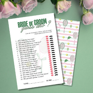 Bride or Groom Guess Who Game Card   Tennis Theme 