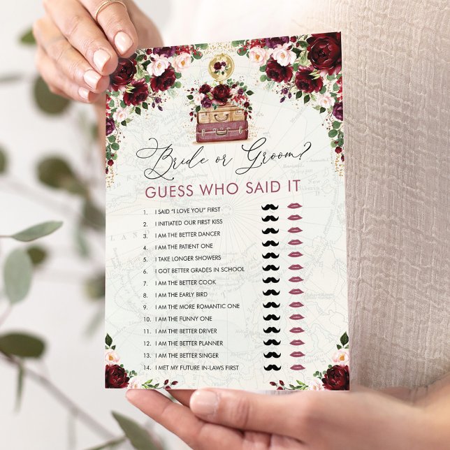 Bride or Groom Travel Map Bridal Shower Game Card (Creator Uploaded)