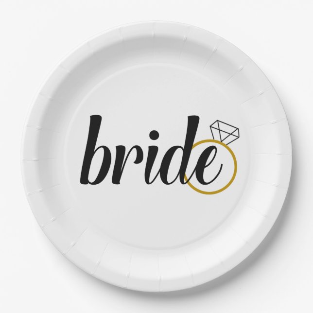 Bride Paper Plates for Engagement or Bridal Shower (Front)