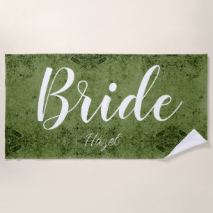Bride Personalised Bachelorette Bride Script White Beach Towel