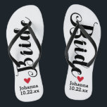 Bride Personalised Wedding Pick Your Colour Thongs<br><div class="desc">Walk in comfort on your wedding day with these personalised flip flops. These can be customised with a bride's name and wedding date. The background is white, however you can change the colour by clicking on Customise It. Because of the dark text, this design looks best with a light coloured...</div>