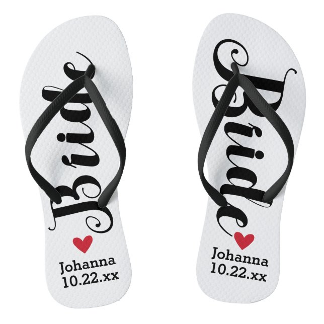 Bride Personalised Wedding Pick Your Colour Thongs (Footbed)