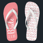 Bride Personalised Wedding Pink Bow Flip Flops<br><div class="desc">Designed for the bride to be.  Create your custom flip flops to commemorate your wedding day.  Great for bridal showers,  bachelorette parties and beach weddings!</div>