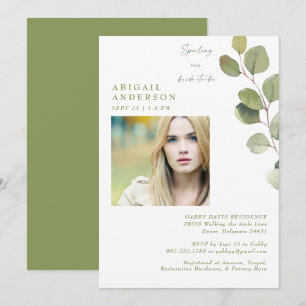 Bride Photo Green Spoiling our Bride-to-be Shower Invitation