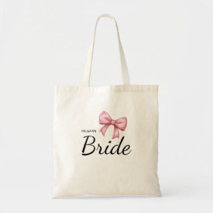 Bride Pink Bow Wedding Tote Bag