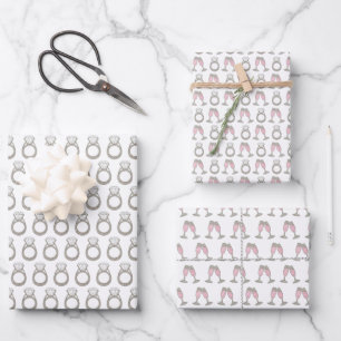 Bride Pink Champagne Diamond Bridal Party Shower Wrapping Paper Sheet