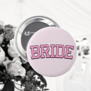 BRIDE – Pink College Font Bachelorette Party 6 Cm Round Badge