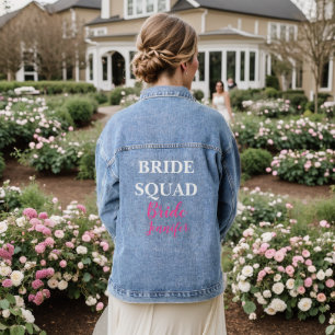 Bride Pink Custom Name Wedding Bachelorette Denim Jacket