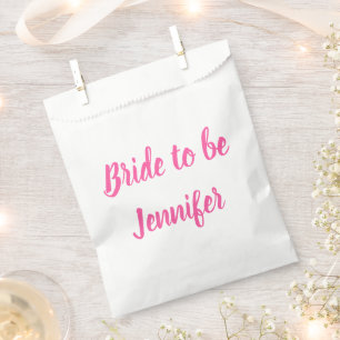 Bride Pink Custom Name Wedding Bachelorette Favour Bag
