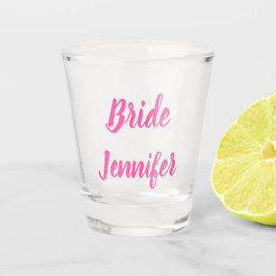 Bride Pink Elegant Chic Custom Name Gifts Wedding Shot Glass