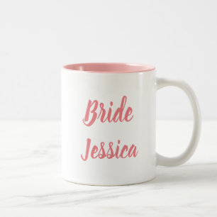 Bride Pink Elegant Script Gifts Stylish Weddings  Two-Tone Coffee Mug