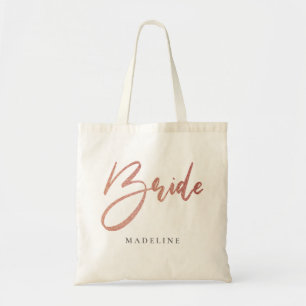 Bride Pink Faux Glitter Personalised Canvas Tote Bag