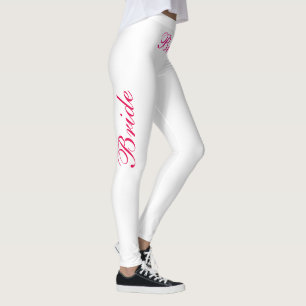 bride pink on white leggings