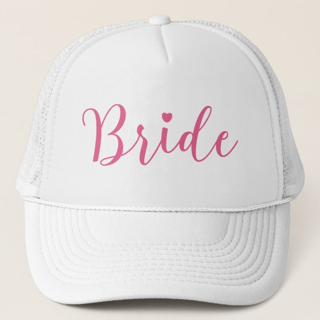 Bride Pink Script Simple & Elegant Trucker Hat (Front)