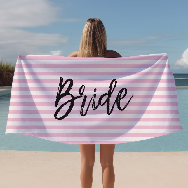 Bride Pink Striped Beach Towel (Creator Uploaded)