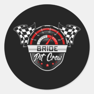 Bride Pit Crew Race Car Birthday Party Matching Fa Classic Round Sticker