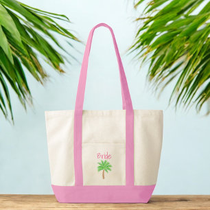 Bride Preppy Palm Tree Honeymoon Tote Bag