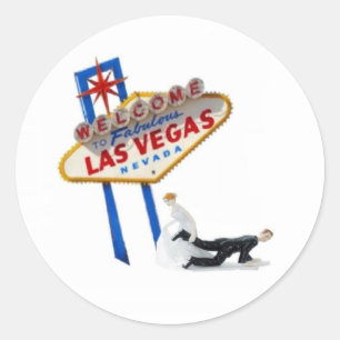 Bride pulling Groom Las Vegas Sticker Add text