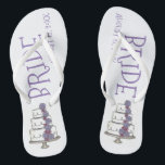 BRIDE Purple Wedding Floral Cake Bridal Shower Thongs<br><div class="desc">Flip flops feature an original marker illustration of a tiered wedding cake with frosting and purple flowers. Simply personalise with the date of your event!

Don't see what you're looking for? Need help with customisation? Contact Rebecca to have something designed just for you.</div>