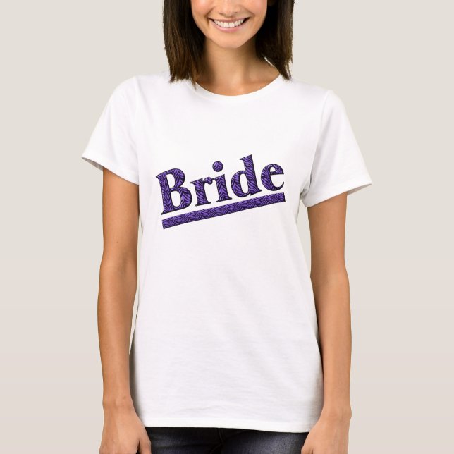 Bride Purple Zebra Print Wedding Party T-Shirt (Front)