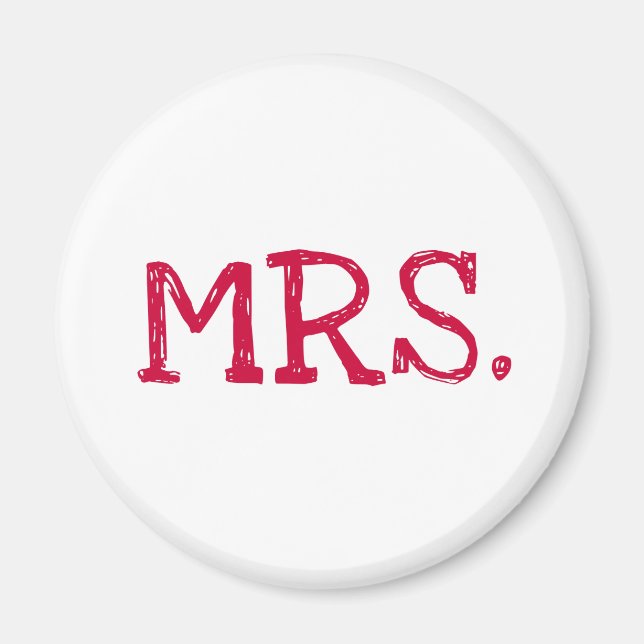 Bride Red Text Mrs. Magnet (Front)