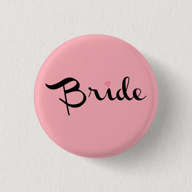 Bride Retro Script Pink 3 Cm Round Badge (Front)
