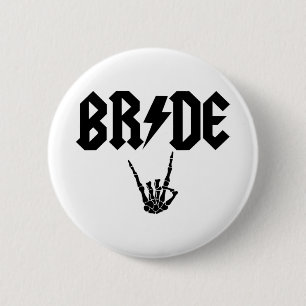 Bride Rock N Roll Skeleton Hand Halloween Bachelor 6 Cm Round Badge