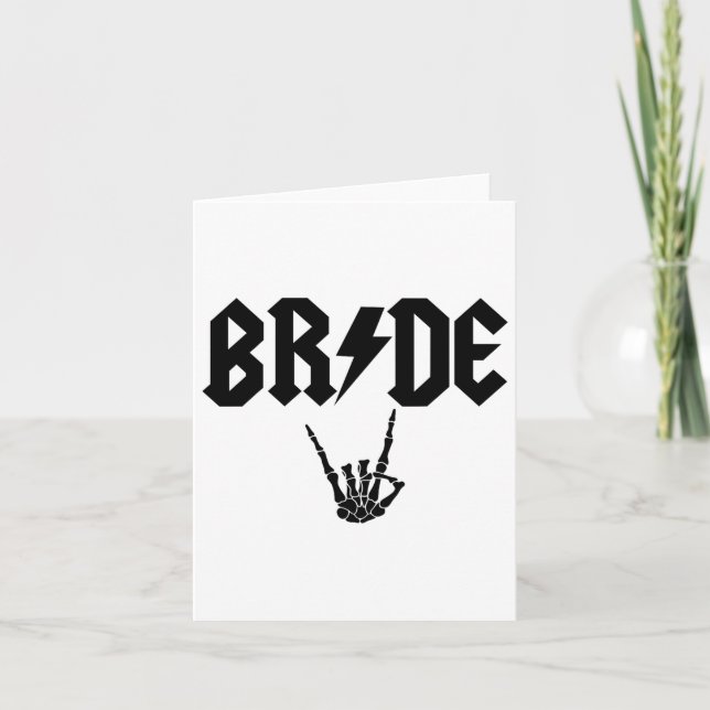 Bride Rock N Roll Skeleton Hand Halloween Bachelor Card (Front)