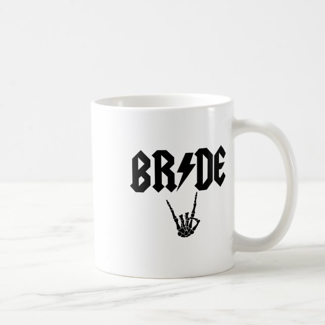 Bride Rock N Roll Skeleton Hand Halloween Bachelor Coffee Mug (Right)