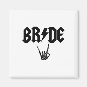Bride Rock N Roll Skeleton Hand Halloween Bachelor Magnet