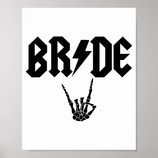 Bride Rock N Roll Skeleton Hand Halloween Bachelor Poster (Front)