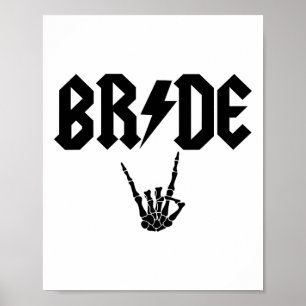 Bride Rock N Roll Skeleton Hand Halloween Bachelor Poster