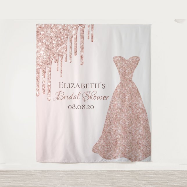 Bride rose gold dress name tapestry (Front)