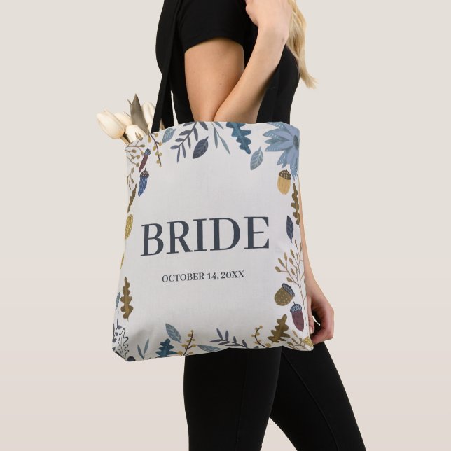 Bride rustic autumn leaves fall wedding tote bag (Close Up)