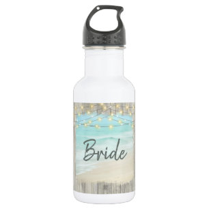 Bride Rustic Beach String Lights Ocean Wedding  532 Ml Water Bottle