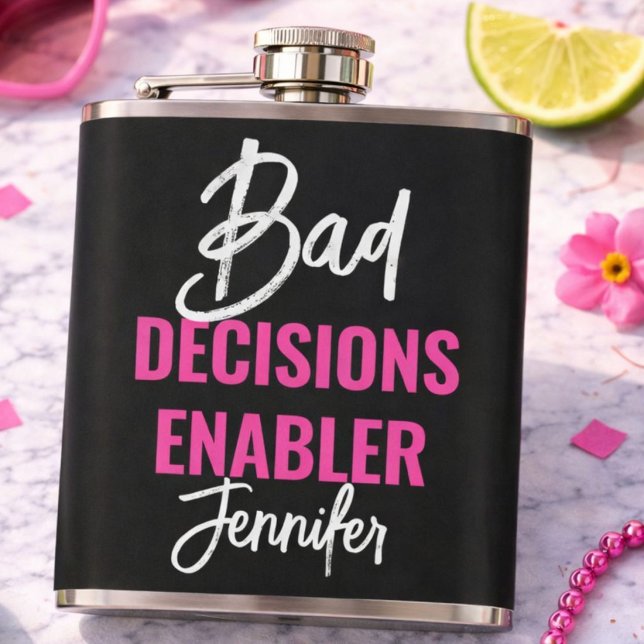 Bride’s Bad Decision Enabler Bachelorette Party Hip Flask (Creator Uploaded)