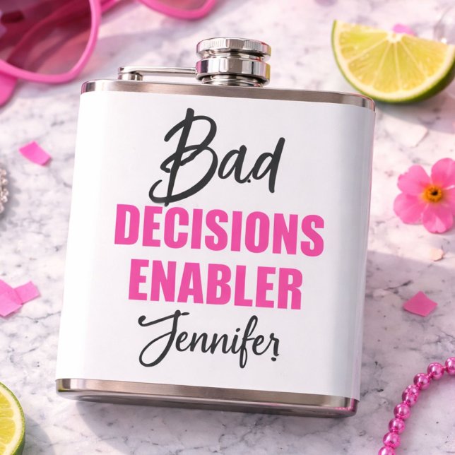 Bride’s Bad Decision Enabler Bachelorette Party Hip Flask (Creator Uploaded)