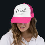 Bride’s Beach Weekend | Bachelorette Coastal Party Trucker Hat<br><div class="desc">Celebrate sunshine, friendship, and the bride-to-be with this “Bride’s Beach Weekend” hat - the perfect accessory for any coastal bachelorette getaway. Featuring clean black typography on a white front with a fun pop of colour, it adds a modern, coordinated look for group photos and daytime adventures. Customise with the bride’s...</div>