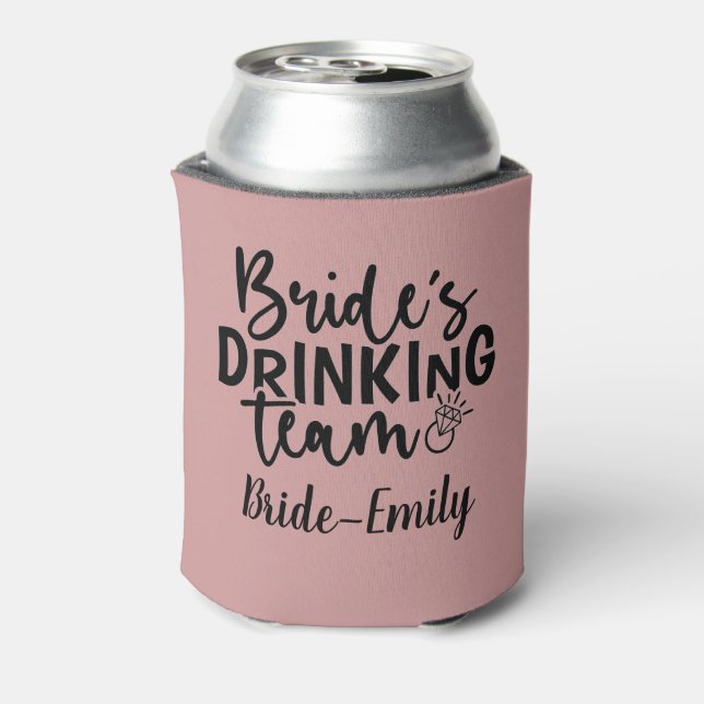 Bride’s Drinking Team Party Crew Statement Graphic Can Cooler (Can Back)