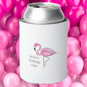 Bride’s Flocking Tribe Pink Flamingo Bachelorette Can Cooler