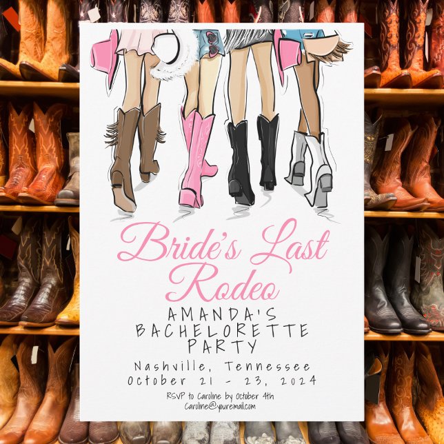 Bride’s Last Rodeo Bachelorette Party Cowboy Boots Invitation (Creator Uploaded)