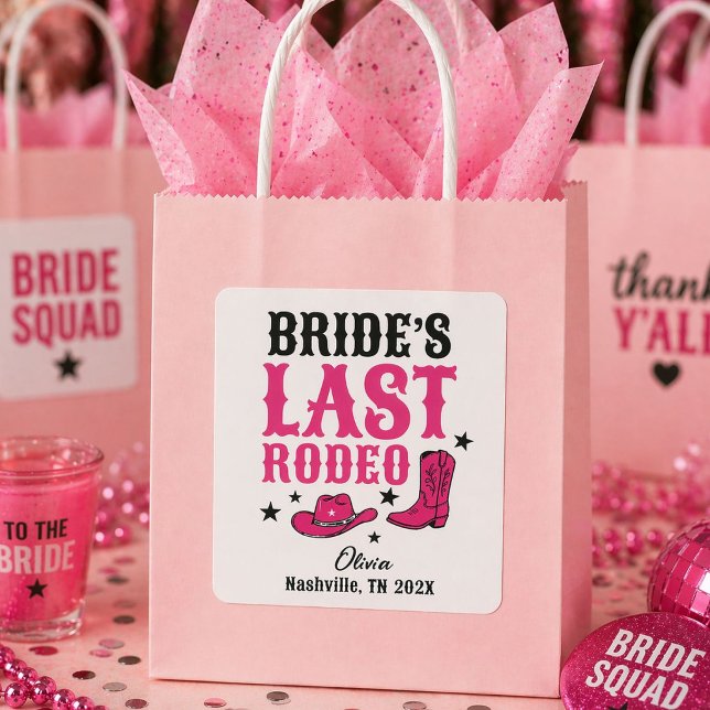 Bride’s Last Rodeo Western Bachelorette Favour Square Sticker (Creator Uploaded)
