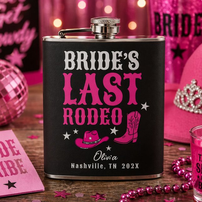 Bride’s Last Rodeo Western Bachelorette Party Hip Flask (Creator Uploaded)