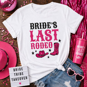 Bride’s Last Rodeo Western Bachelorette Party Pink T-Shirt