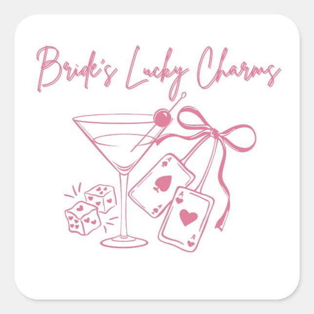 Bride’s Lucky Charms | Casino Bachelorette Party Square Sticker (Front)