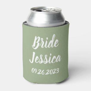 Bride Sage Green Elegant Script Gifts Weddings Can Cooler