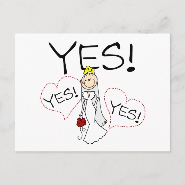 Bride Says Yes Postcard (Front)