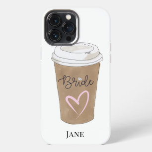 Bride Script Coffee Heart Modern iPhone 13 Pro Max Case