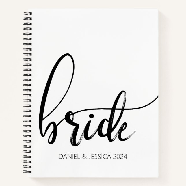 Bride Script Elegant Minimalist Wedding Notebook (Front)